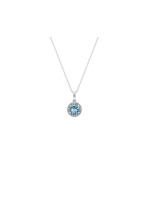 Sterling Silver Crystal Women's March Birthstone Pendant Necklace