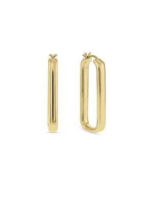 18ct Yellow Gold Plated Elongated Hoop Earrings