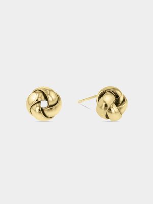 Yellow Gold, 9mm Knot Stud Earrings