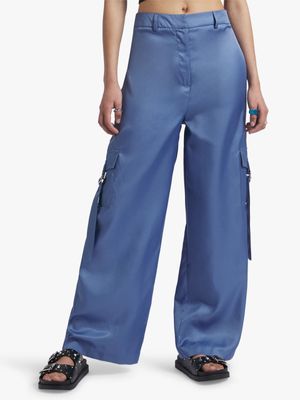 Women's Blue Cargo Suit Pants