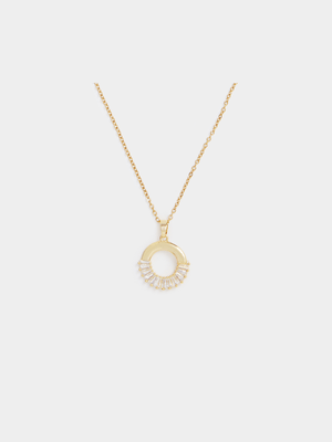 Stainless Steel Stainless Steel Marquise Pedal Circle Pendant on Chain