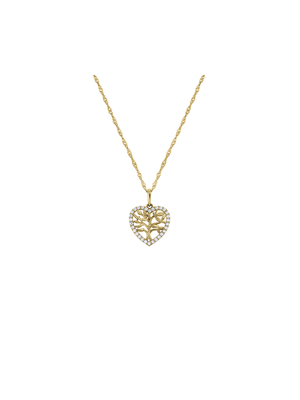 Yellow Gold , Tree of Life Heart Pendant on a chain