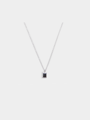 Sterling Silver with Black CZ Pendant on Chain
