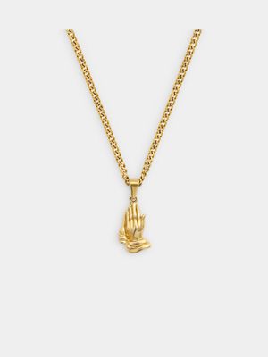 Stainless Steel Gold Plated Praying Hands Pendant