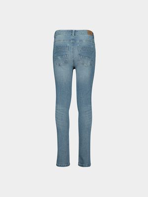 Younger Boy's Mid Blue Rip & Repair Jeans