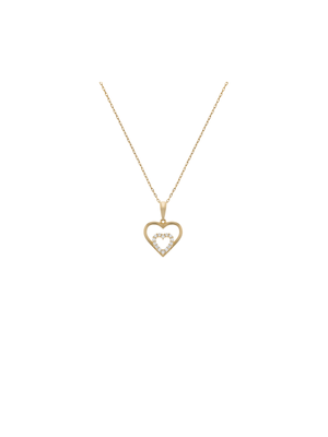 Yellow Gold & Cubic Zirconia Double Heart Pendant on chain