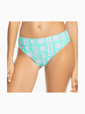 Women's Roxy Aruba Blue Surf Saavy Midwaist Bikini Bottoms