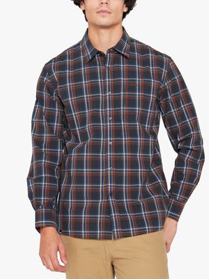 Men's Plus Jeep Brown & Navy Yarn Dyed Check Shirt