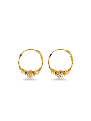 White and Yellow Gold, Cubic Zirconia Fancy Hoop Earrings