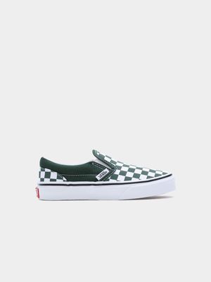 Vans Kids Checkerboard Classic Slip-On Green Sneaker