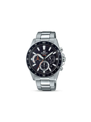 Casio Men's Edifice Black Dial  & Silver Toned Chronograph Bracelet Watch