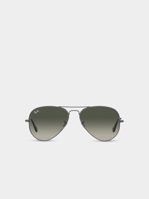 Men's Ray-Ban Grey Aviator Large Metal Sunglasses
