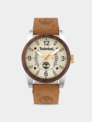 Timberland Men's Ferndale Steel Toned & Tan Leather Watch