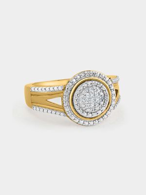 Yellow Gold Diamond & Created White Sapphire Round Women’s Ring