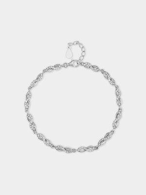 Sterling Silver Cubic Zirconia Infinity Bracelet
