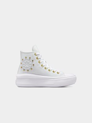 Converse Women's All Star Studded Move HI White Sneaker