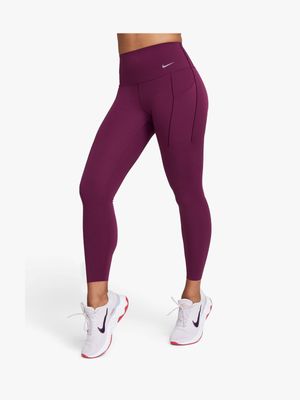 Womens Nike Dri-Fit Universa High-Rise 7/8 Burgundy Tights
