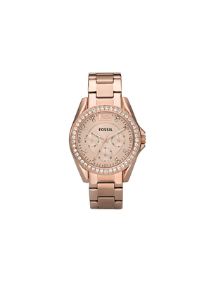 Fossil Riley Rose Plated Stainless Steel Multi Dial Bracelet Watch