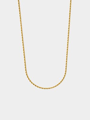18ct Gold Plated Waterproof Stainless Steel 3mm Rope Chain 80+5cm
