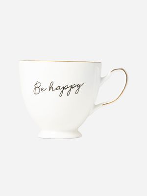 Be Happy Newbone China White Mug