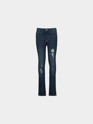 Younger Boy's Dark Blue Rip & Repair Jeans