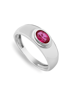 Sterling Silver & Created Red Sapphire Men's Statement Dress Ring