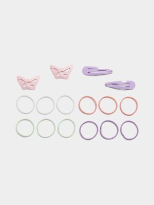 Girl's 16-Pack Pastel Hair Clips & Elastic Bands