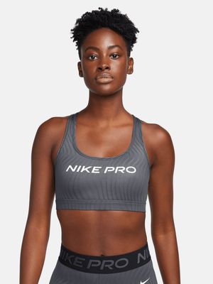 Womens Nike Swoosh All Over Print Low-Impact Grey Bra