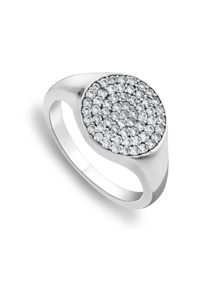Sterling Silver Cubic Zirconia Round Cluster Men’s Signet Ring