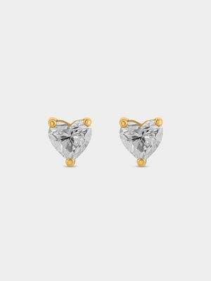 Yellow Gold 0.7ct Lab Grown Diamond Heart Stud Earrings