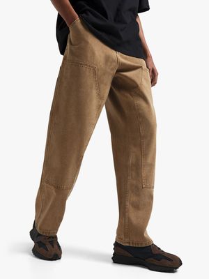Men's Beige Baggy Carpenter Jeans