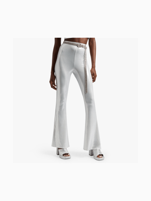 Women's Silver Glam Co-Ord Wideleg Pants
