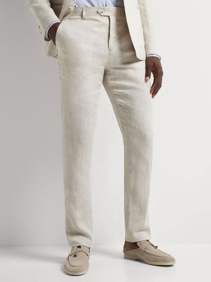 Fabiani Men's Linen Suit Stone Trousers