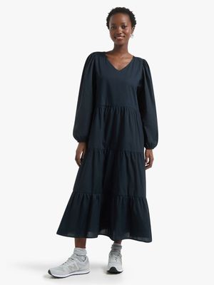 Jet Womens Black Tiered Maxi Dress