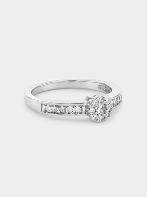 Sterling Silver Cubic Zirconia Cluster Baguette Promise Ring