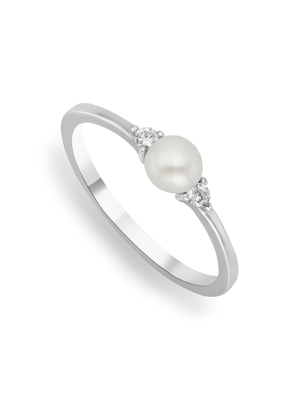 Sterling Silver Freshwater Pearl & Cubic Zirconia Embrace Ring
