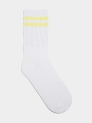 Men's White 'Yellow Stripe' Socks