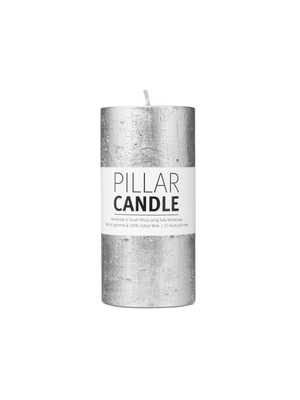 pillar candle rustic silver 7.3x15cm