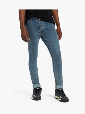 Redbat Men's Grey/Blue Super Skinny Jeans