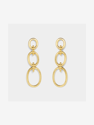 18ct Gold Plated Oval Link Drop Earrings