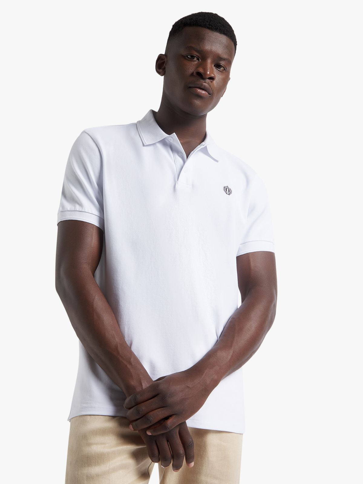 Men's Fabiani Contrast Colour Crest White Polo - Bash.com