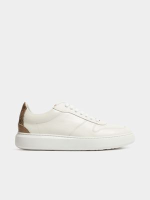 Fabiani Men's Leather Apron White Court Sneakers