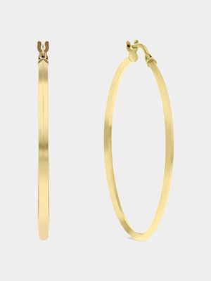 Yellow Gold, Pointed Edged Hoop Earrings