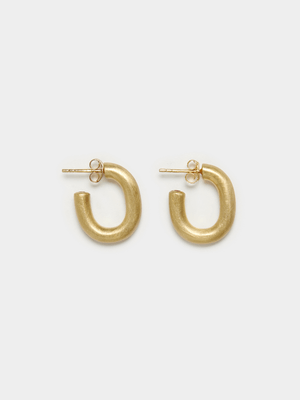 18ct Gold Plated Brushed Hidden CZ Hoops