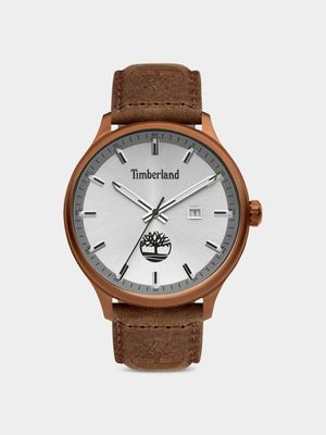 Timberland Men's Allensale Brown Plated Stainless Steel Leather Watch