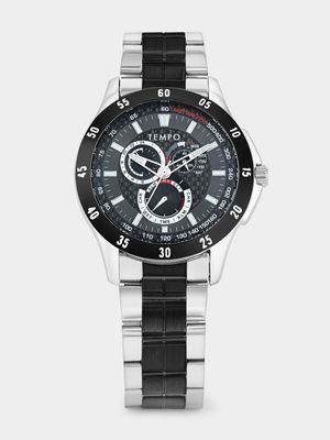 Tempo Gunmetal Plated Black Dial Two-Tone Bracelet Watch