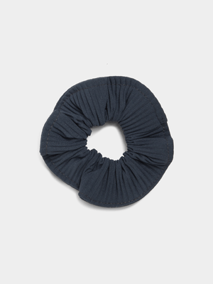 Blue Pleated Single Scrunchie