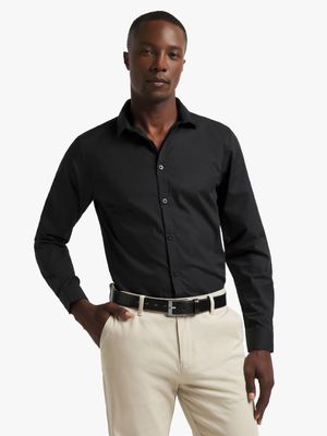 Jet Men's Black Slim Poplin Formal Shirt