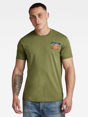 G-Star Men's Vest Back Graphic Green T-shirt