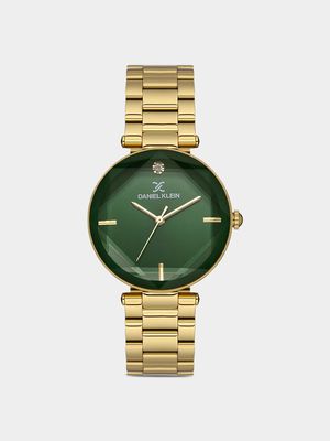 Daniel Klein Gold Plated Green Dial Bracelet Watch